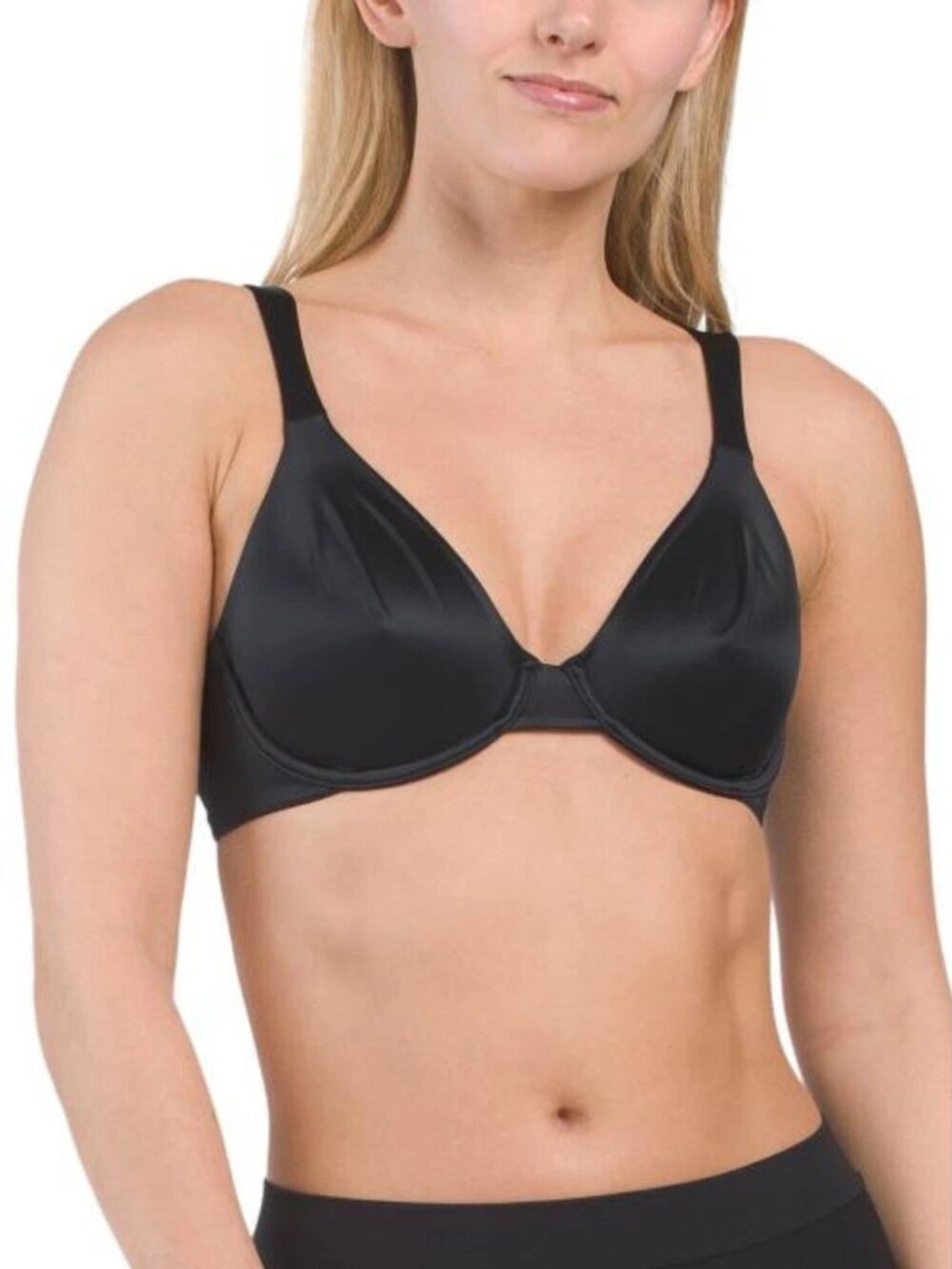 New Spanx Satin Unlined Full Coverage 36B Very Black Bra Style 30077R NWT